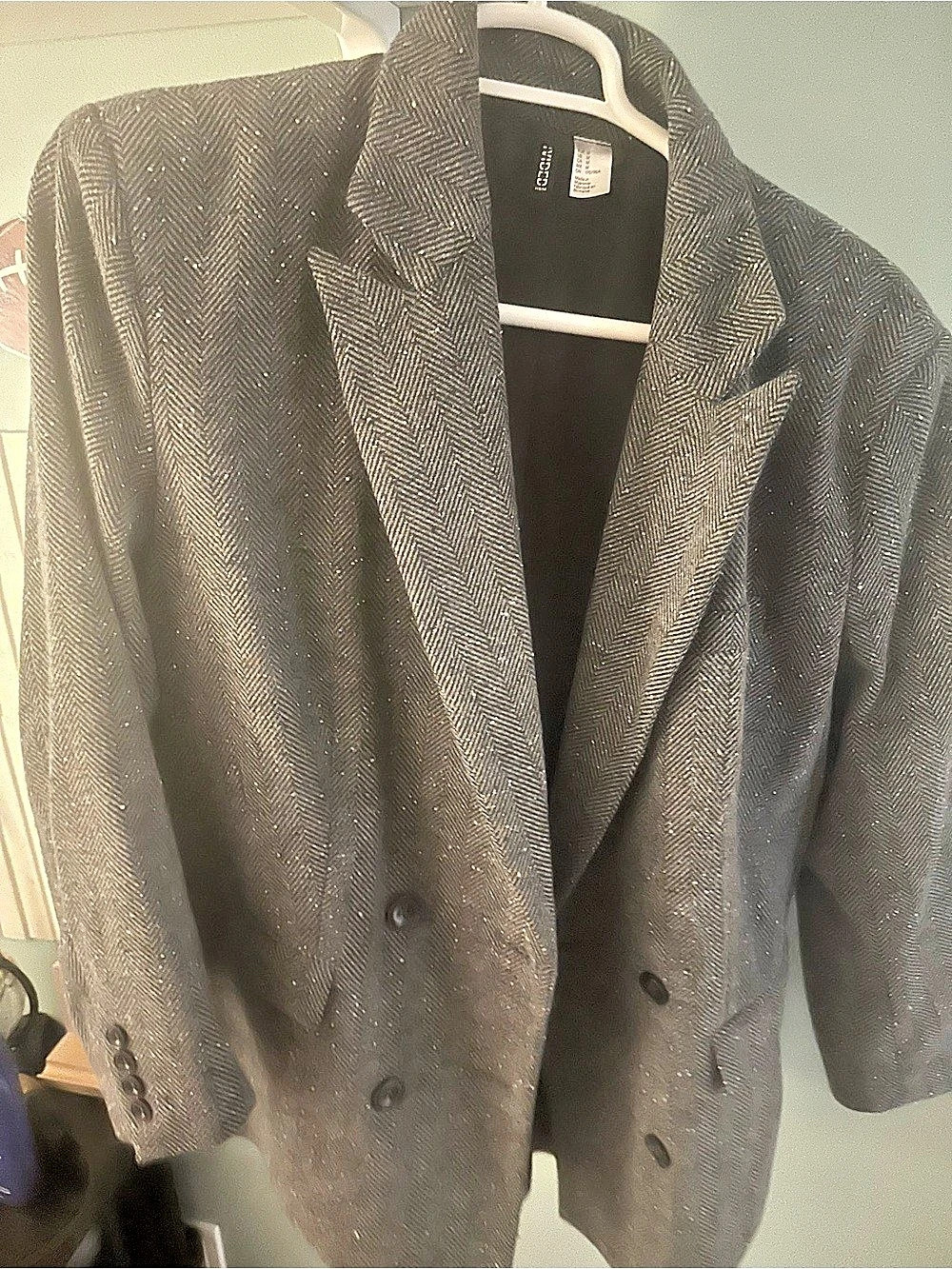 Women Wool Houndstooth Blazer Size Medium